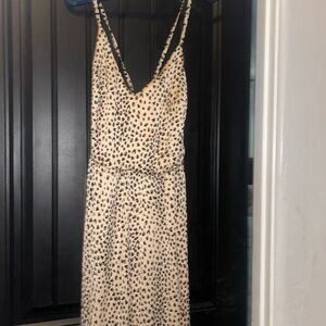CUPSHE Women V Neck Leopard Lace Up Backless Maxi Slip Dress with Ruffle Hem